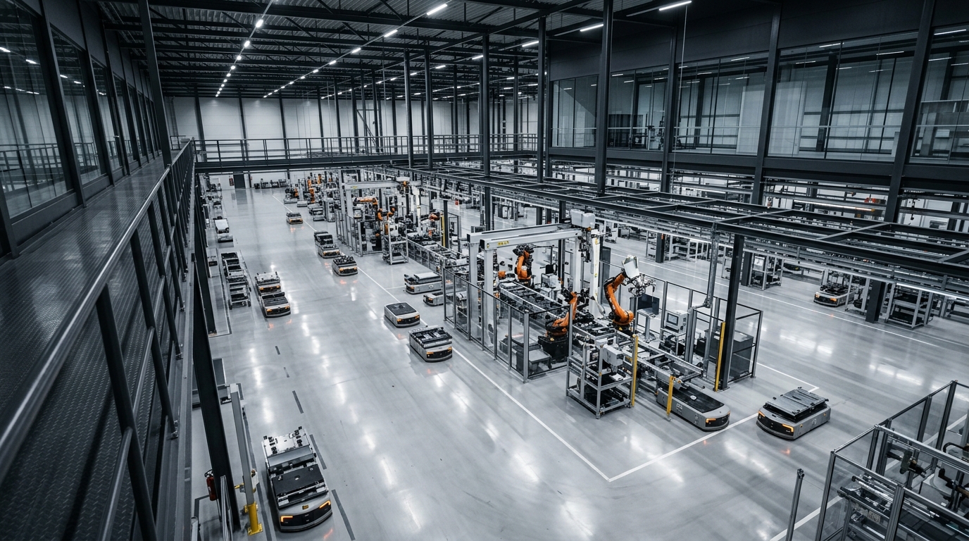 Vast modern industrial manufacturing facility